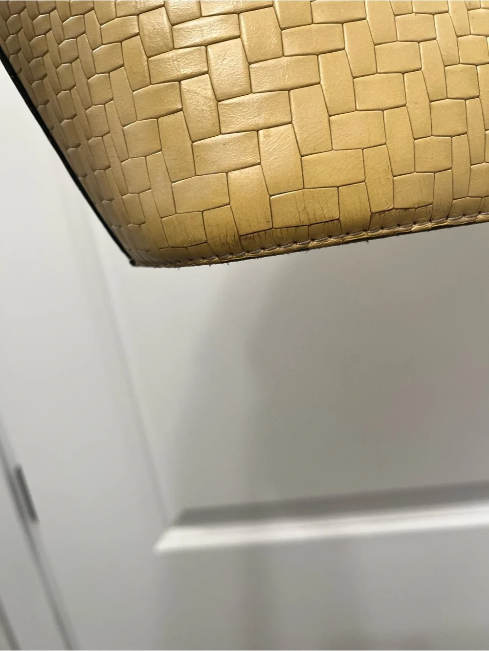 Patricia Nash Meldola Woven Leather Dome Handel Satchel Cream Handbag